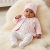 N14728: Baby Pink Floral Bunny 4 Piece Quilted Jacket & Hat Outfit (0-9 Months)